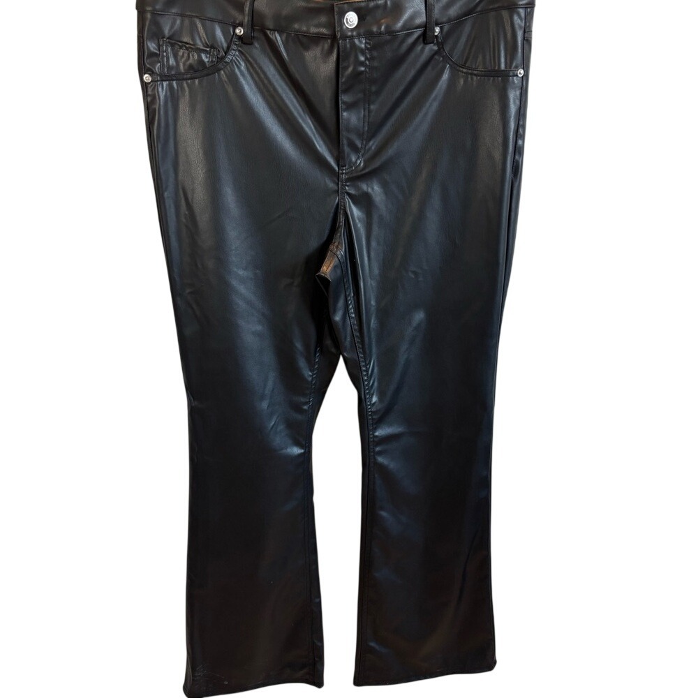 H&M Divided Chic Black Vegan Leather Pants Boot Cut NWT Size 18